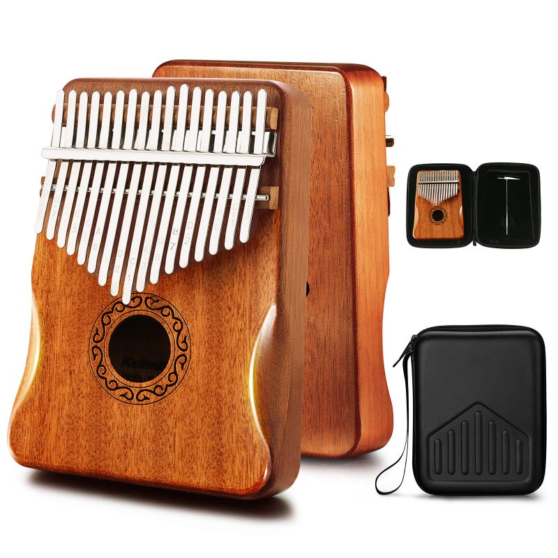 MIFOGE Kalimba Thumb Piano 17 Keys with Mahogany Wood,Mbira,Finger Piano Builts-in Waterproof Protective Box, Easy to Learn Portable Musical Instrument,Gift for Beginners (Mahogany) - Image 1